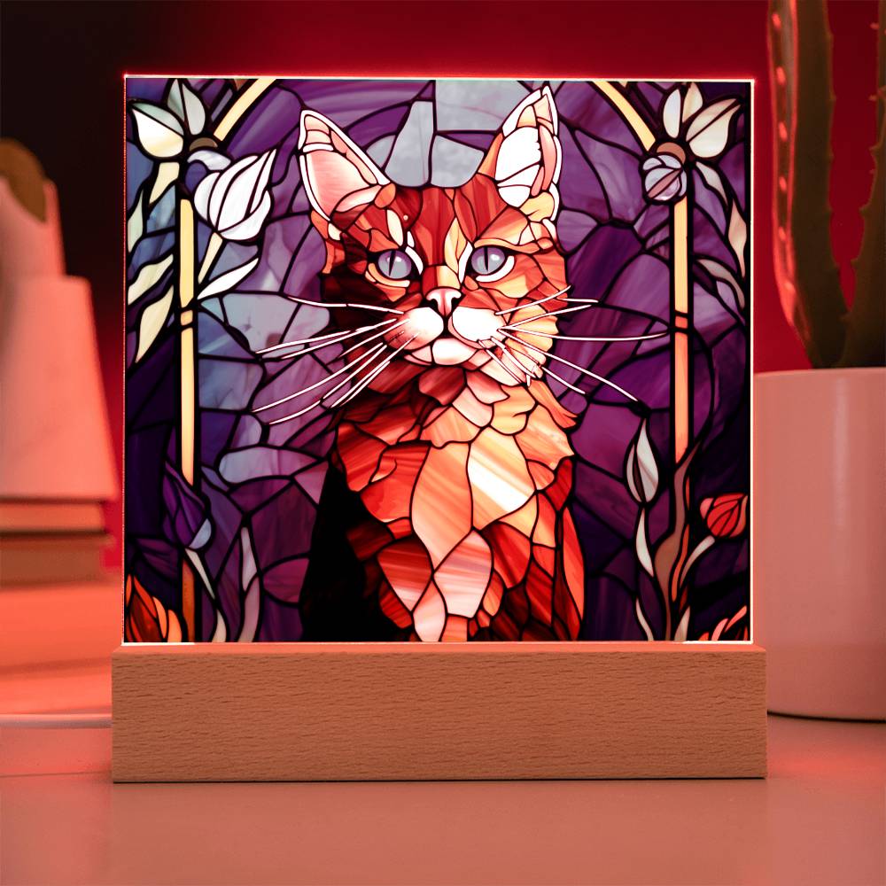 Cat Stained Glass Sqaure Acrylic 2