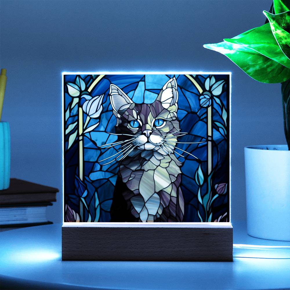 Cat Stained Glass Sqaure Acrylic 2