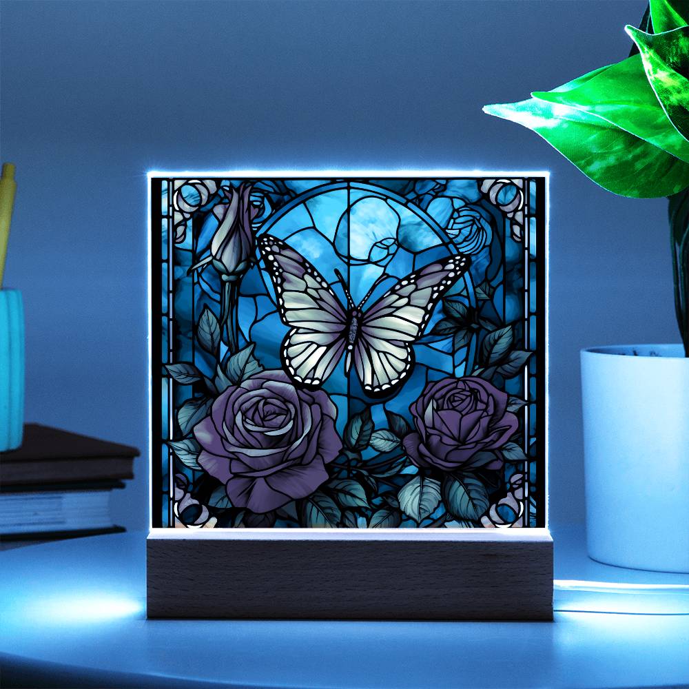 Butterfly Stained Glass Sqaure Acrylic 1