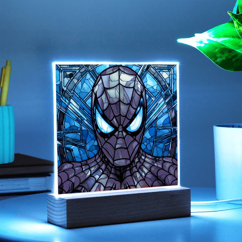 Spiderman Faux Stained Glass Acrylic Plaque Sqaure