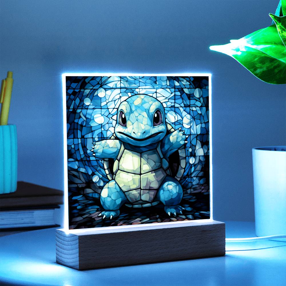 Squirtle Faux Stained Glass Acrylic Plaque Sqaure