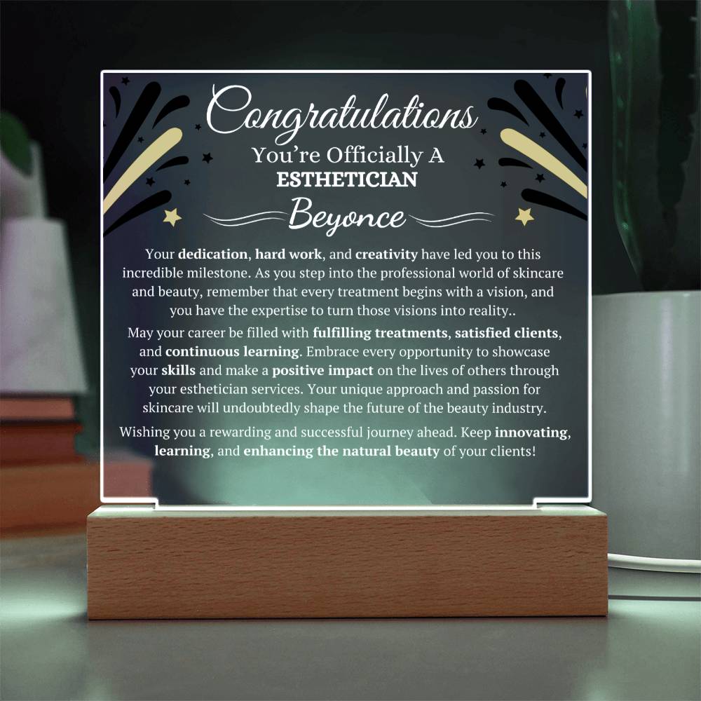 Esthetician Graduate Sqaure Acrylic