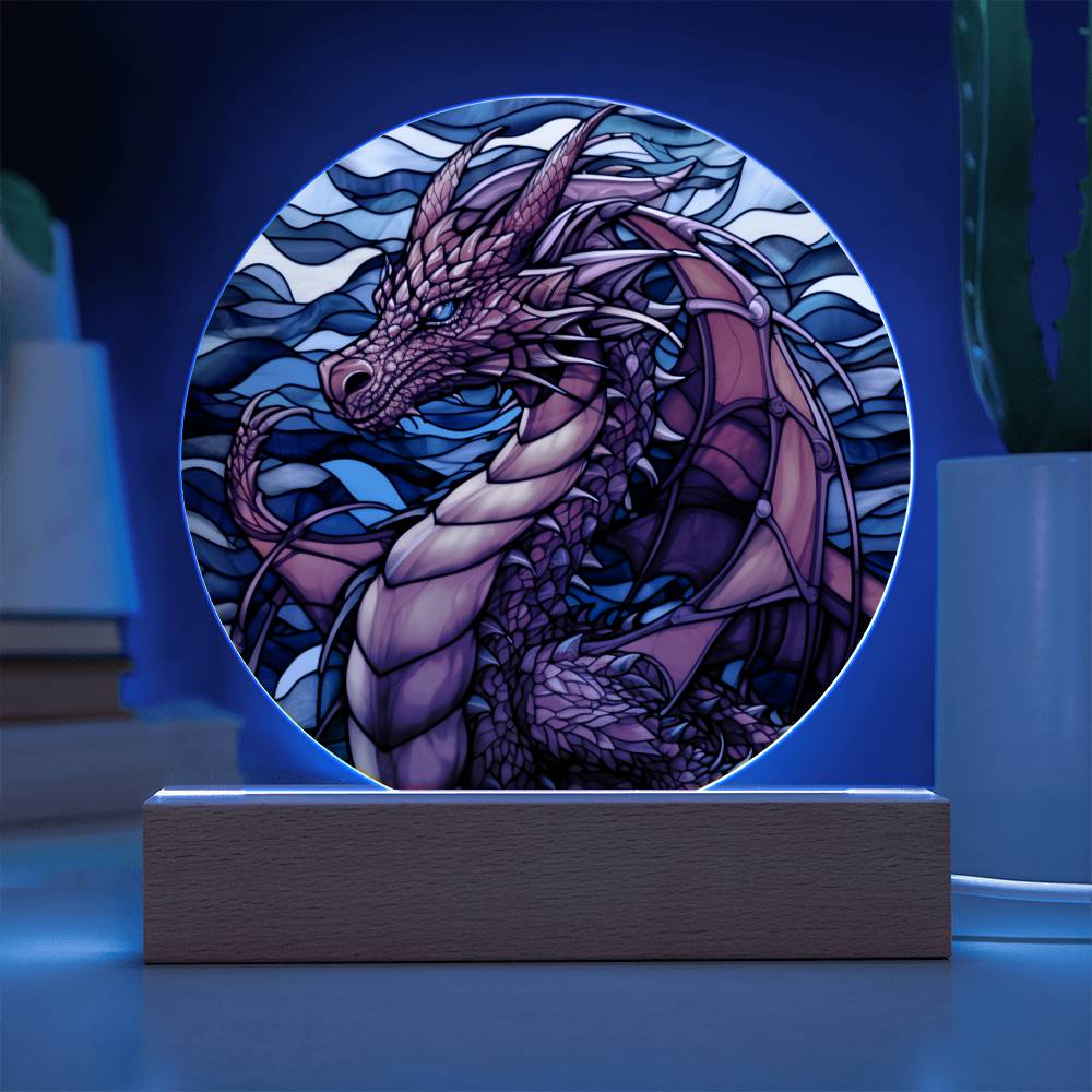 Red dnd Dragon Faux Stained Glass Acrylic Plaque Acrylic Circle Plaque