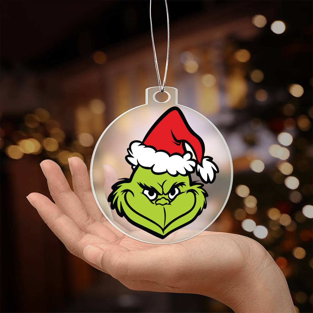 Grinch Face Acrylic Ornament