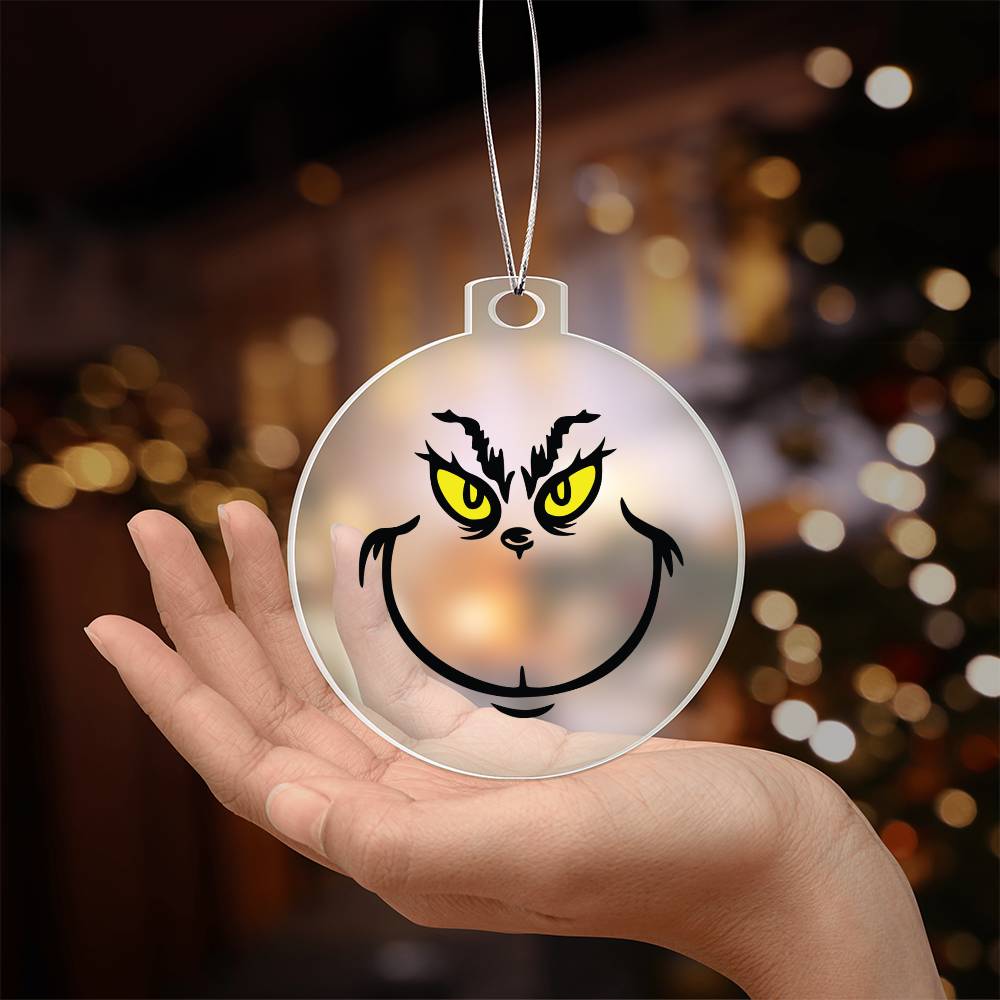 Grinch Face Acrylic Ornament