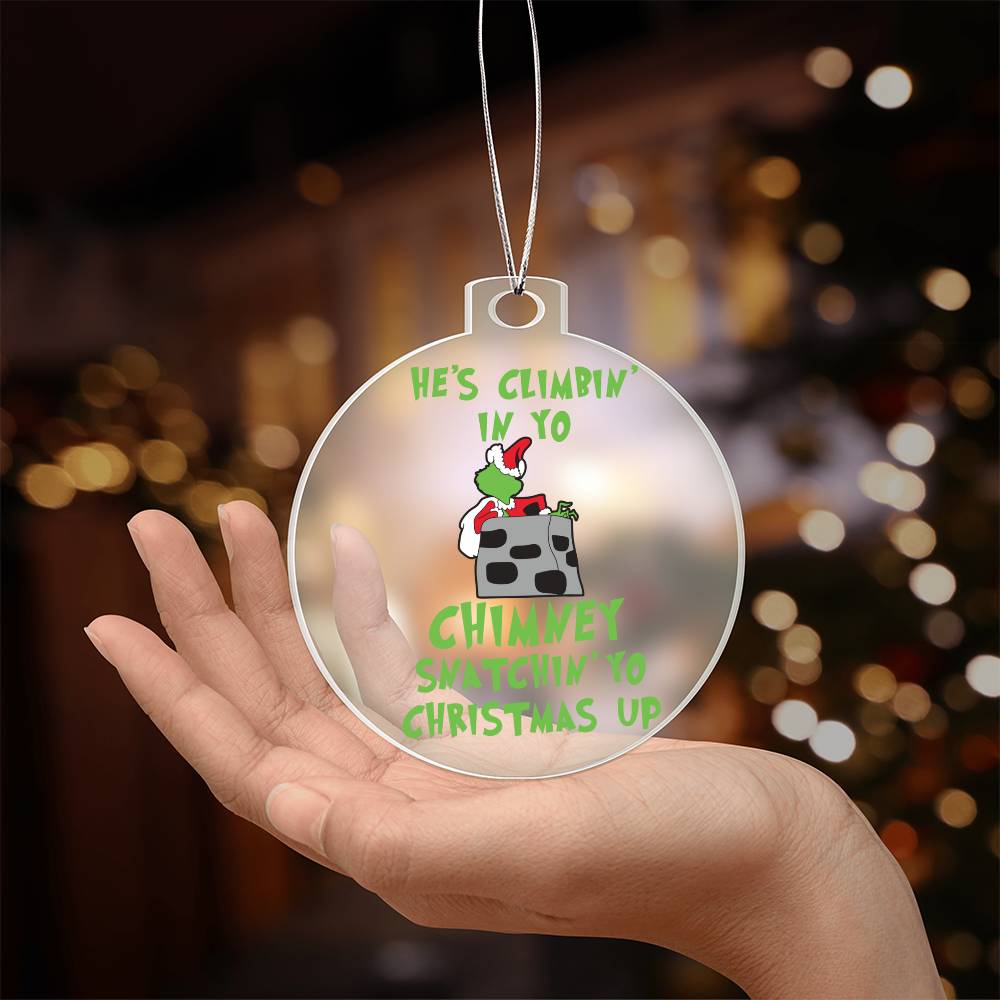 Climbing Grinch Acrylic Ornament