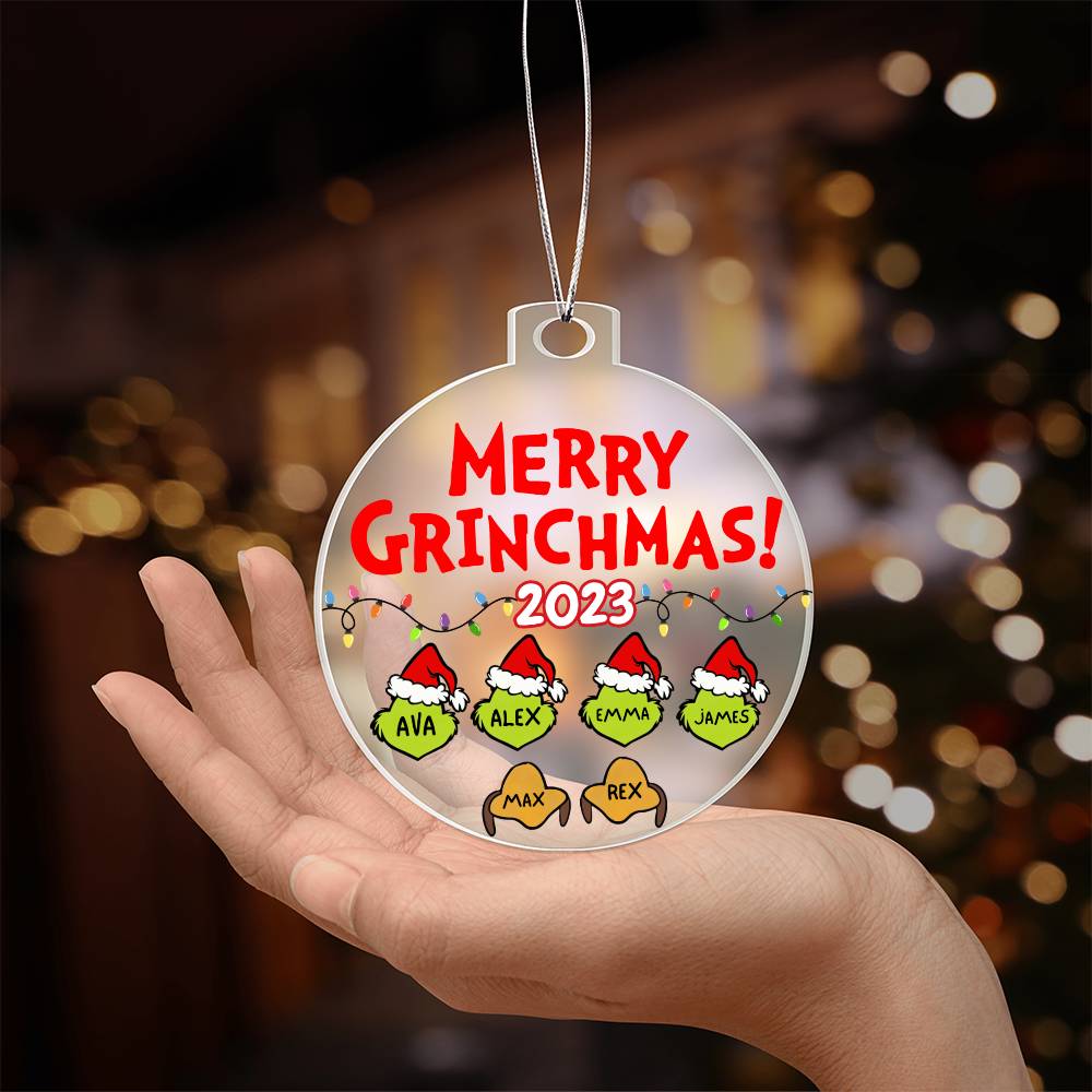 Personalized Family Grinchmas Ornament, Custom Christmas Family Ornament, Grinch Name Ornament Gift