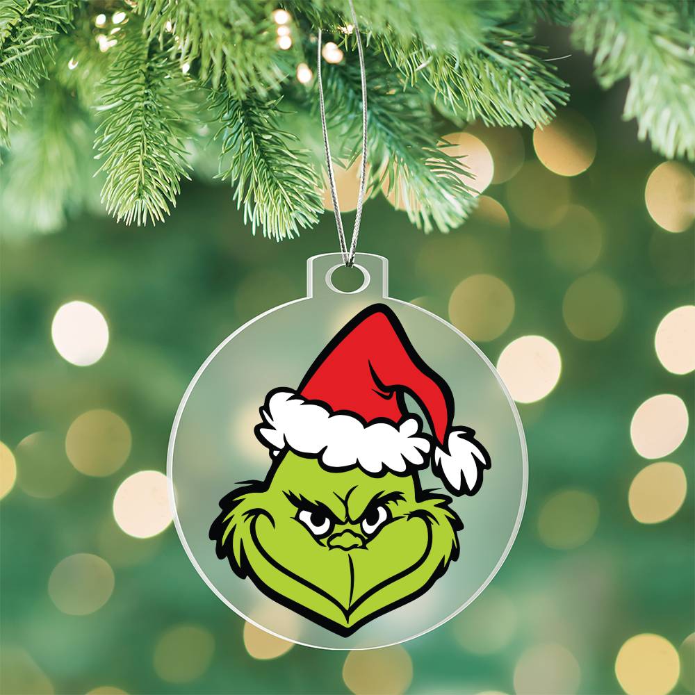 Grinch Face Acrylic Ornament