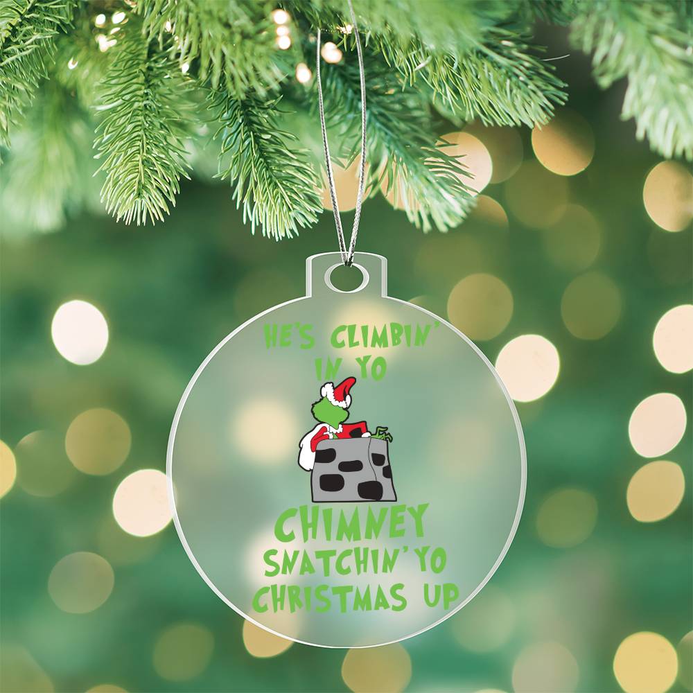 Climbing Grinch Acrylic Ornament