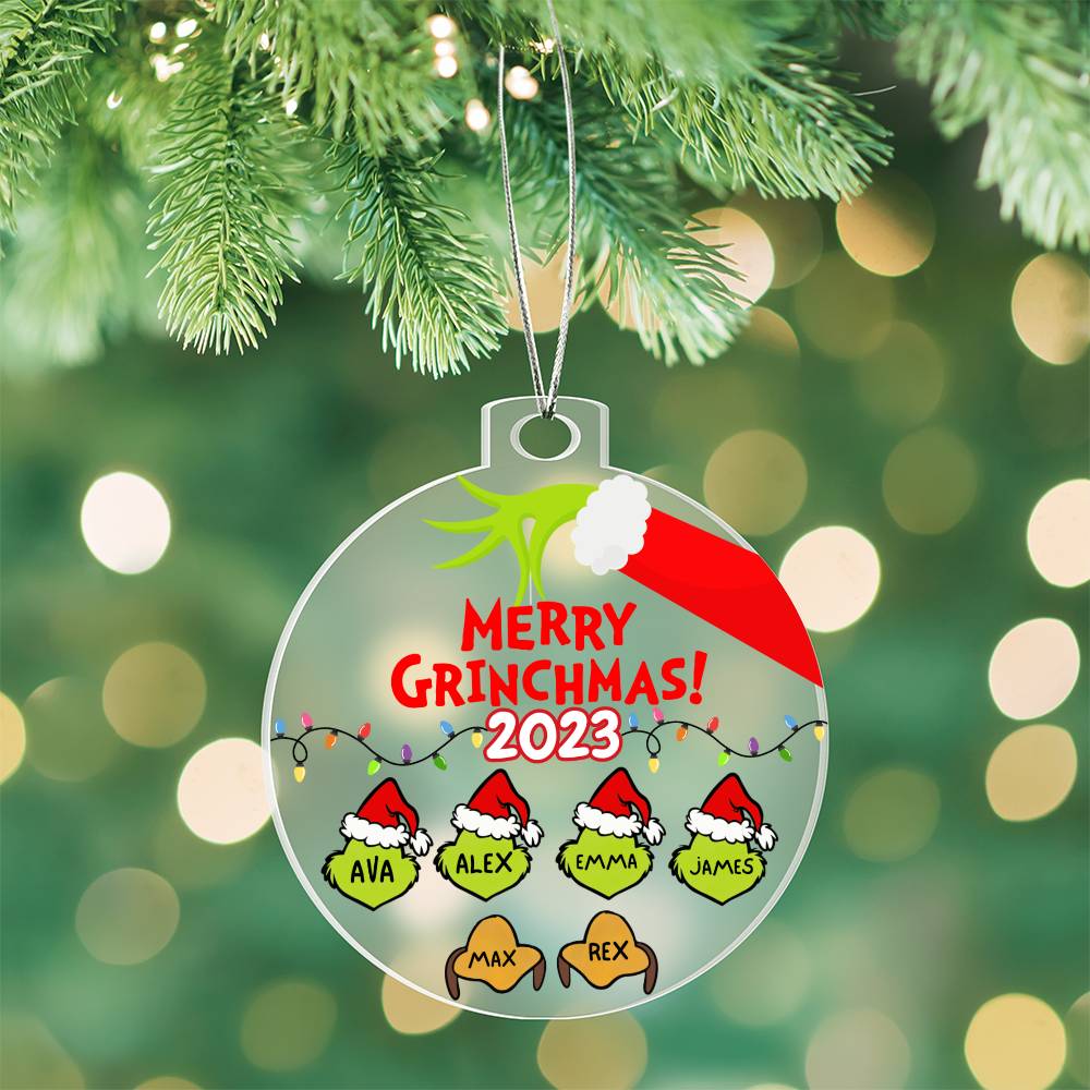 Personalized Family Grinchmas Ornament, Custom Christmas Family Ornament, Grinch Name Ornament Gift