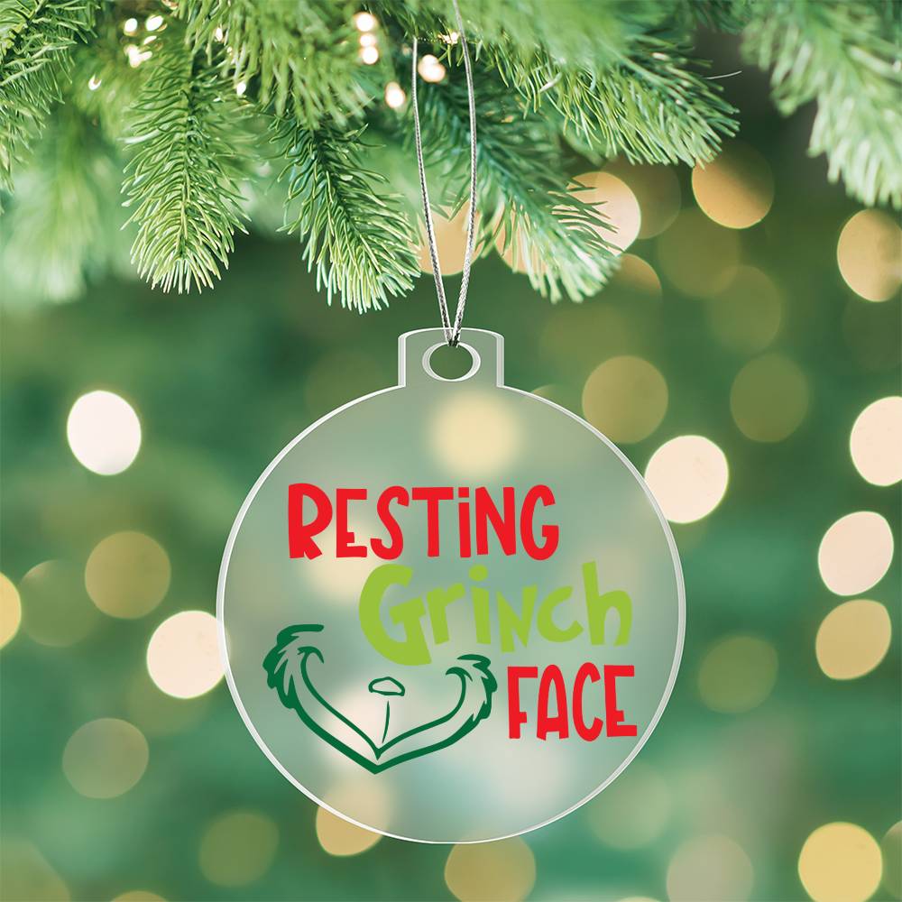 Resting Grinch Face Acrylic Ornament