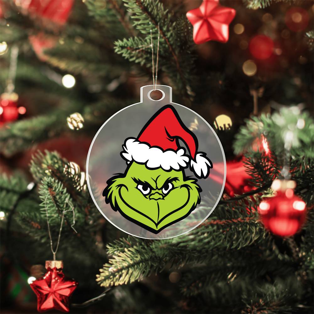 Grinch Face Acrylic Ornament