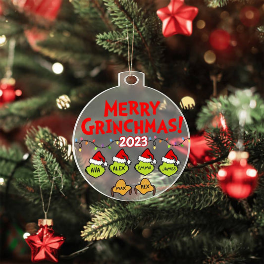 Personalized Family Grinchmas Ornament, Custom Christmas Family Ornament, Grinch Name Ornament Gift