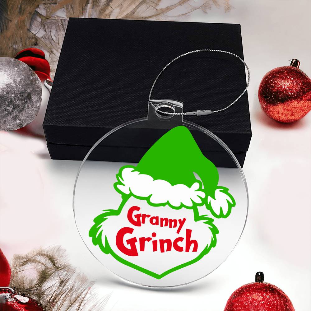 Granny Grinch Acrylic Ornament