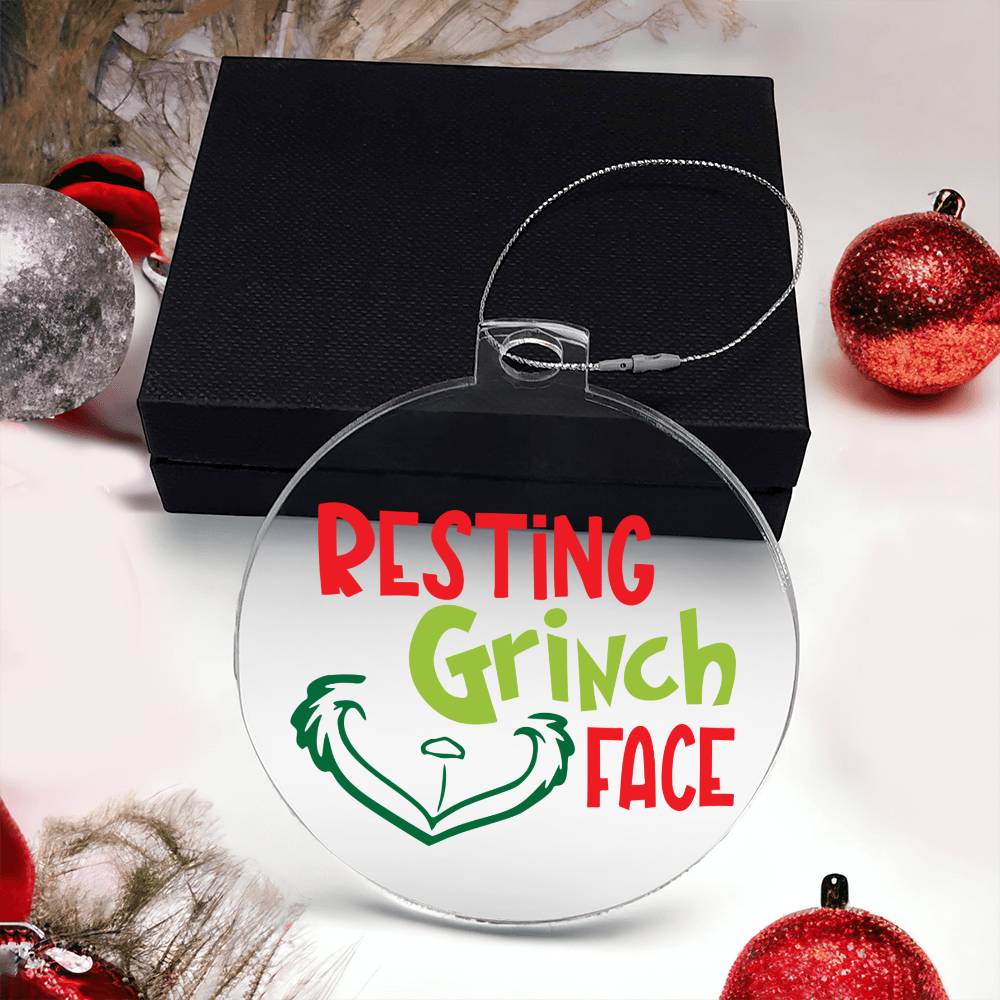 Resting Grinch Face Acrylic Ornament