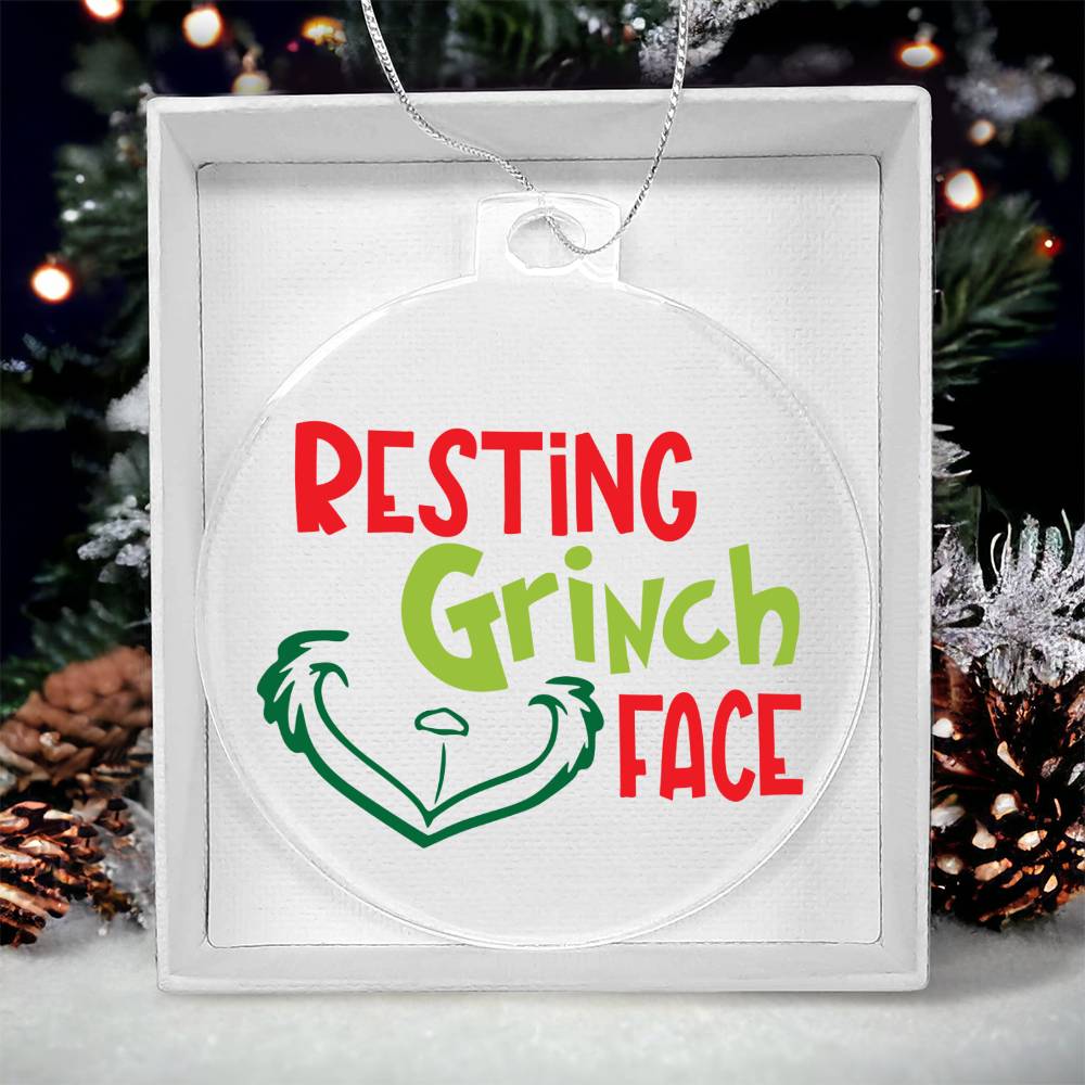 Resting Grinch Face Acrylic Ornament