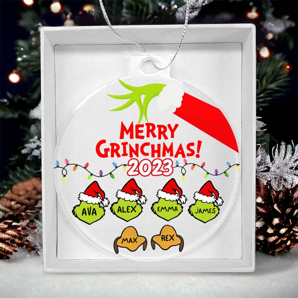 Personalized Family Grinchmas Ornament, Custom Christmas Family Ornament, Grinch Name Ornament Gift