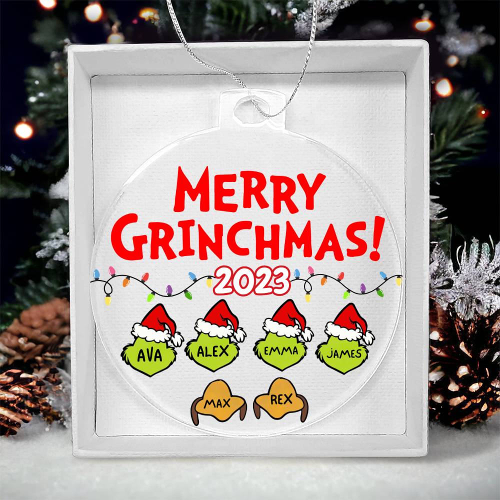 Personalized Family Grinchmas Ornament, Custom Christmas Family Ornament, Grinch Name Ornament Gift