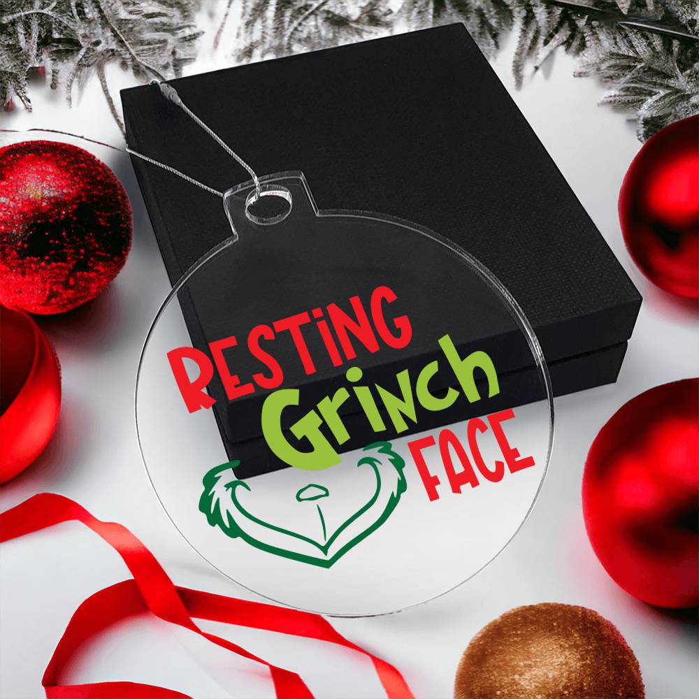 Resting Grinch Face Acrylic Ornament